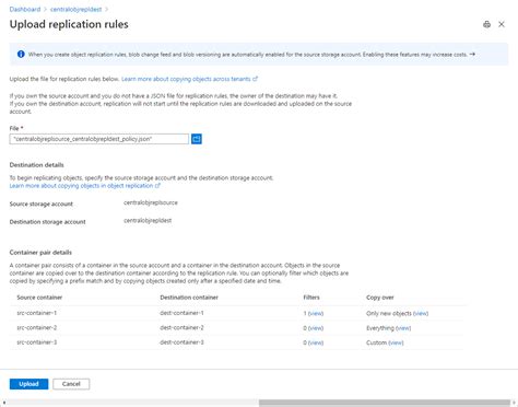 azure storage replication rules